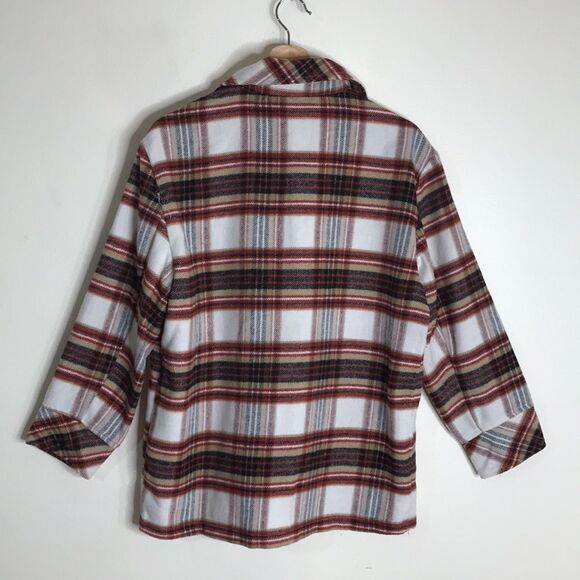 Kenzie ladies button up long sleeve plaid flannel coat jacket size small - Picture 9 of 11